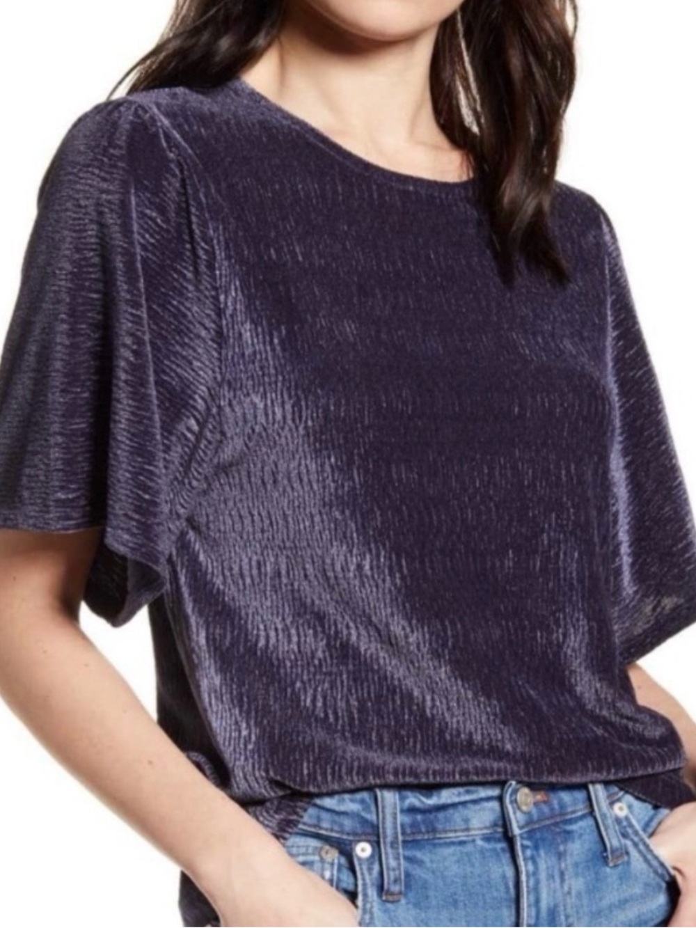 Madewell Short Sleeve Crushed Velvet Tee